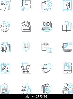Video production linear icons set. Cinematography, Editing, Pre-production, Post-production, Storyboarding, Scriptwriting, Lighting line vector and Stock Vector