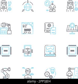 Content Writing linear icons set. Creativity, Clarity, Consistency, Authenticity, Copywriting, Editing, Grammar line vector and concept signs Stock Vector