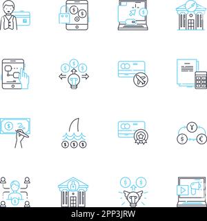 Business economy linear icons set. Entrepreneurship, Capitalism, Innovation, Growth, Marketability, Profitability, Investment line vector and concept Stock Vector