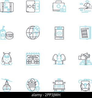 Digital innovations linear icons set. Disruption, Augmented, Virtual, Algorithm, Automation, Cryptocurrency, Cryptography line vector and concept Stock Vector