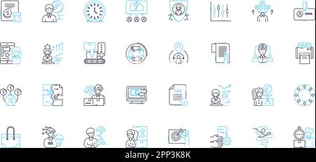 Record keeping linear icons set. Organization, Archiving, Storage, Management, Filing, Retention, Preservation line vector and concept signs Stock Vector