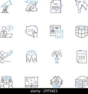 Cognition line icons collection. Perception, Memory, Attention, Learning, Reasoning, Intelligence, Comprehension vector and linear illustration Stock Vector