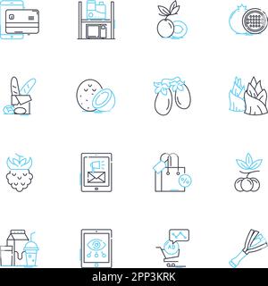 Canteen linear icons set. Dining, Refreshments, Food, Beverages, Caf?, Lunch, Dinner line vector and concept signs. Snacks,Coffee,Tea outline Stock Vector