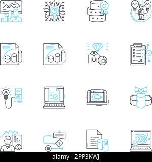 Consumer insights linear icons set. Preferences, Behavior, Attitudes, Perception, Opinion, Expectations, Satisfaction line vector and concept signs Stock Vector