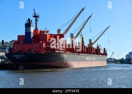 Bulk Carrier Shipping Tanker, Petroleum, Grain, for Bass Straight, Tasmania in Port Melbourne, Victoria, Australia Stock Photo