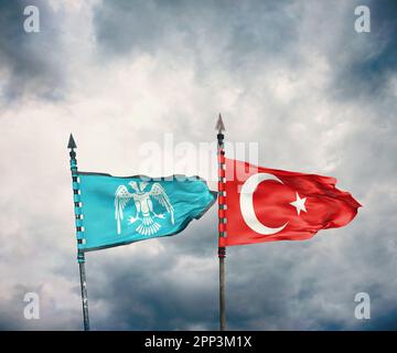 Seljuk State Flag, Turkish Republic Flag Stock Photo - Alamy