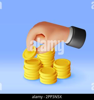 3D Stack of Gold Coins and Hand Stock Vector Image & Art - Alamy