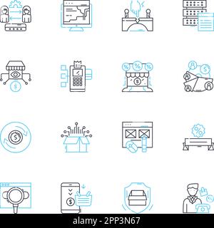 Web bazaar linear icons set. E-commerce, Online, Marketplace, Digital, Storefront, Platform, Shopping line vector and concept signs. Internet Stock Vector