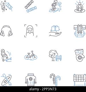 Festivity line icons collection. Celebration, Holiday, Joy, Cheer, Merriment, Festive, Excitement vector and linear illustration. Rejoicing,Gala Stock Vector