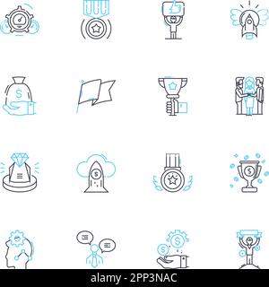 Research methodology linear icons set. Sampling, Survey, Quantitative, Qualitative, Experimental, Observational, Data line vector and concept signs Stock Vector