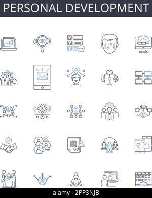 Human progression line icons collection. Evolution, Advancement ...