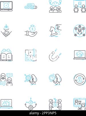 Professional society linear icons set. Nerking, Development, Growth, Community, Members, Connections, Collaboration line vector and concept signs Stock Vector