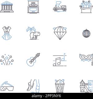 Display advertising line icons collection. Banners, Clicks, Impressions, CPM, DSP, Programmatic, Algorithms vector and linear illustration Stock Vector