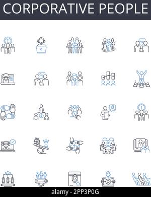 Corporative people line icons collection. Medical, Evaluative, Analysis, Examination, Assessment, Prognostic, Investigative vector and linear Stock Vector