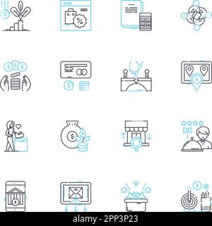 Content marketing linear icons set. Strategy, Audience, Engagement, Creation, Storytelling, Value, Outreach line vector and concept signs. Branding Stock Vector
