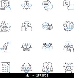 Empathy and Understanding line icons collection. Compassion, Empathy, Sympathy, Kindness, Tolerance, Patience, Understanding vector and linear Stock Vector
