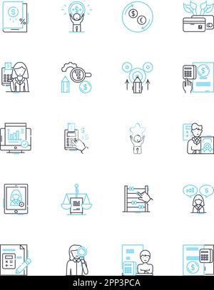 Corporate budgeting linear icons set. Forecasting, Planning, Costing ...