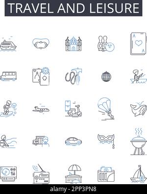 Travel and leisure line icons collection. Connectivity, Fibre, Bandwidth, Spectrum, Broadband, Nerk, Mobile vector and linear illustration. Satellite Stock Vector