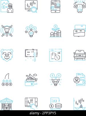 Forex trading linear icons set. Currency, Pip, Leverage, Margin, Bid ...