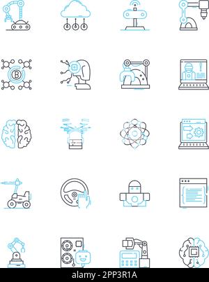 Digital Revolution linear icons set. Innovation, Disruption, Connectivity, Transformation, Automation, Tech-savvy, Revolutionize line vector and Stock Vector