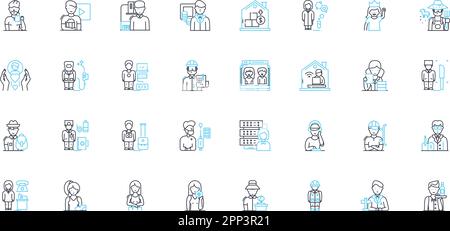 Collaborations linear icons set. Coalition, Partnership, Alliance, Teamwork, Synergy, Cooperation, Association line vector and concept signs. Unity Stock Vector