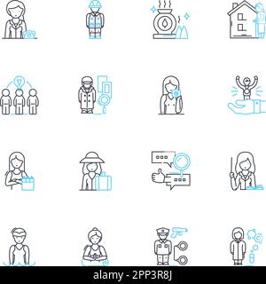 Self-marketing linear icons set. Branding, Nerking, Promotion, Advertising, Personalization, Brand identity, Marketing strategy line vector and Stock Vector