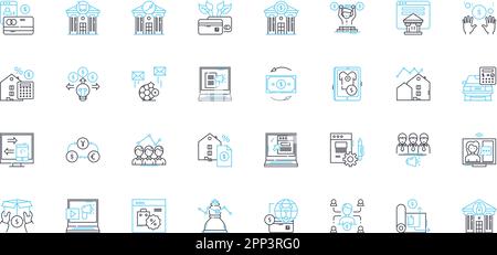 Corporate finance linear icons set. Investments, Mergers, Acquisitions, Capital, Debt, Equity, Risk line vector and concept signs. Valuation,Financial Stock Vector