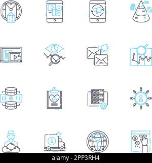 Business behavior linear icons set. Etiquette, Professionalism, Ethics, Integrity, Respect, Accountability, Transparency line vector and concept signs Stock Vector