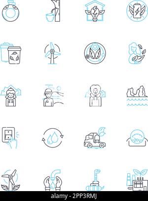 Biodegradable waste linear icons set. Composting, Decomposition, Recycling, Renewable, Sustainability, Organic, Waste line vector and concept signs Stock Vector