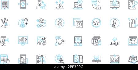 Communication Strategy linear icons set. target, message, audience, plan, brand, channel, objectives line vector and concept signs. tactics,analysis Stock Vector