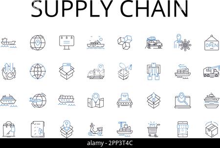 Industrial linkages line icons collection. Manufacturing, Production ...