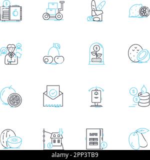 Commerce centers linear icons set. Logistics, Warehouse, Distribution, Fulfillment, Shipping, Retail, Inventory line vector and concept signs. Supply Stock Vector