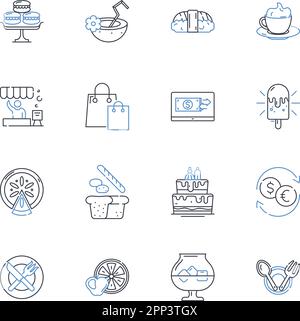 Guest relations management line icons collection. Hospitality, Service, Feedback, Satisfaction, Loyalty, Communication, Engagement vector and linear Stock Vector