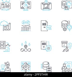 Pricing scheme linear icons set. Value-based, Dynamic, Tiered, Subscription, Freemium, Discount, Incentive line vector and concept signs. Per-user,Pay Stock Vector