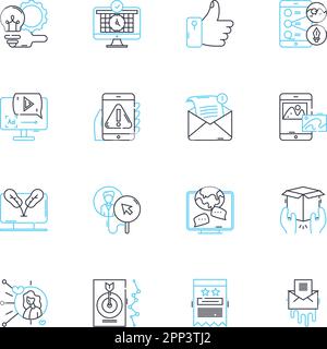 Cyber platforms linear icons set. Social, Nerking, Community, Messaging, Collaboration, Gaming, Streaming line vector and concept signs. E-commerce Stock Vector