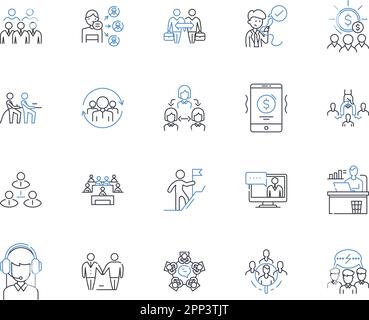 Market and demand line icons collection. Supply, Growth, Profit, Competition, Consumers, Sales, Distribution vector and linear illustration. Marketing Stock Vector