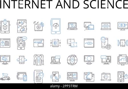 Internet and science line icons collection. nternet, Web, Net, Cyberspace, Online, Digital world, Information superhighway vector and linear Stock Vector