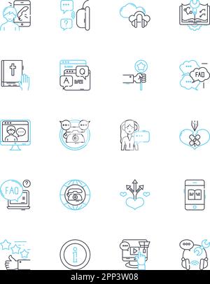 Web assistance linear icons set. Support, Assistance, Helpdesk, Guidance, Troubleshooting, Expertise, Advice line vector and concept signs. Diagnosis Stock Vector