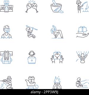 Geolocation services line icons collection. Location, Mapping, Navigation, GPS, Geo-data, Proximity, Spatial vector and linear illustration. Tracking Stock Vector