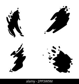 Four samples of paint splatters in black color on white background. Stock Vector