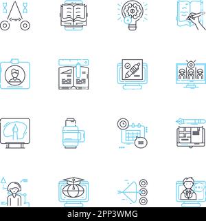 Superior instruction linear icons set. Expertise, Excellence, Mastery, Prodigy, Elite, Exceptional, Enhanced line vector and concept signs. Advanced Stock Vector