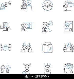 Outlet line icons collection. Discount, Sale, Clearance, Bargains, Deals, Savings, Mark-downs vector and linear illustration. Liquidation,Surplus Stock Vector