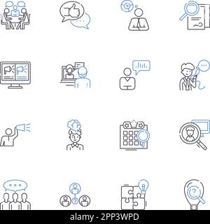 Judging line icons collection. Criticizing, Discerning, Appraising ...