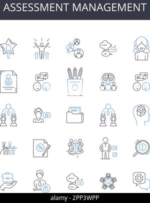 Assessment management line icons collection. Risk control, Budget ...
