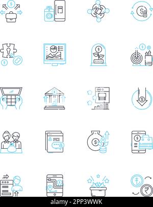 Cash linear icons set. My, Currency, Funds, Wealth, Income, Payment, Finances line vector and concept signs. Savings,Budget,Investment outline Stock Vector