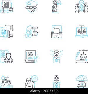 Protection linear icons set. Security, Shielding, Defense, Safety, Fortification, Safety, Guarding line vector and concept signs. Cover,Resistance Stock Vector