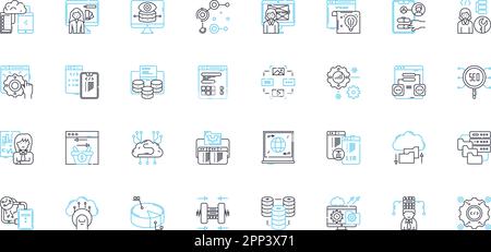 Artificial analytics linear icons set. Prediction, Optimization, Automation, Intelligence, Accuracy, Efficiency, Interpretation line vector and Stock Vector