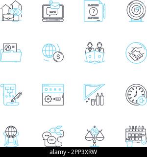 Commercial Overlord linear icons set. Monopoly, Wealth, Empire, Domination, Influence, Power, Control line vector and concept signs. Strategy,Business Stock Vector