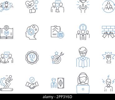 Convergence line icons collection. Integration, Unification, Synergy ...