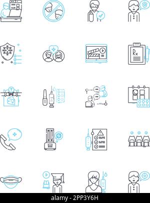 Epidemic surge linear icons set. Spike, Outbreak, Surge, Tsunami